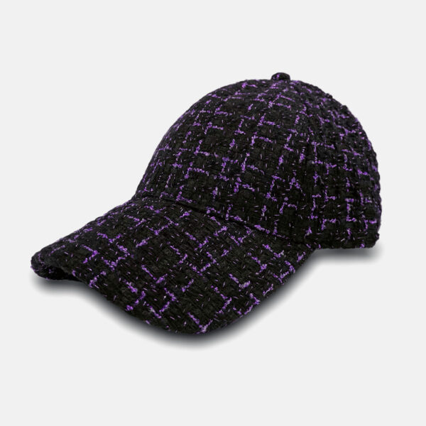 Chic Tweed Baseball Cap: Gold-Thread Knit - Image 4
