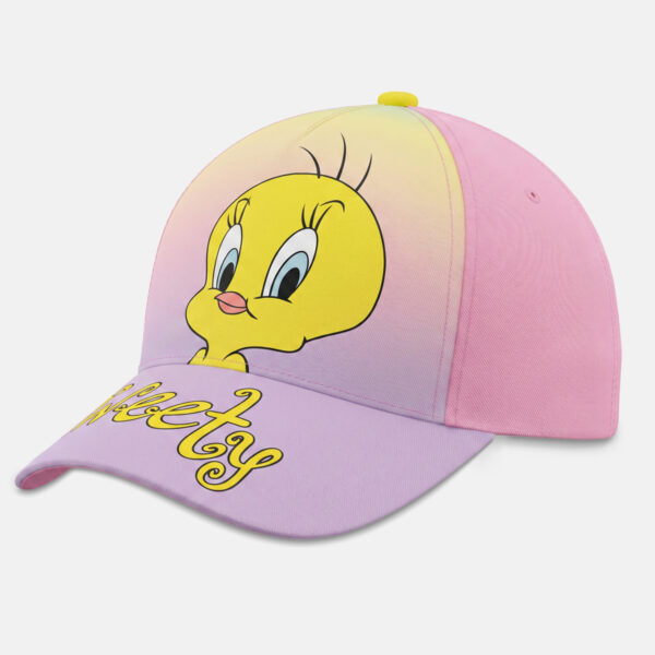 Tweety Bird Pink and Purple Gradient Cotton Twill Baseball Cap - Image 1