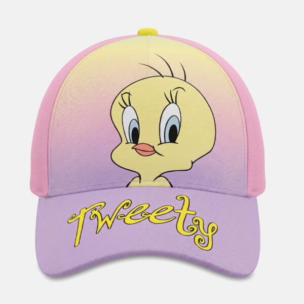Tweety Bird Pink and Purple Gradient Cotton Twill Baseball Cap - Image 2